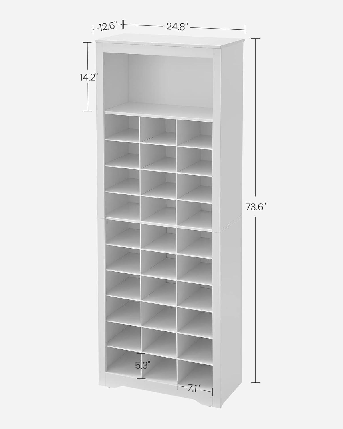 VASAGLE Shoe Storage Cabinet 10 Tier Elegant Shoe Rack Organizer Holds Up to 30 Pairs of Shoes for Entryway Bedroom 12.6 x 24.8 x 73.6 Inches White