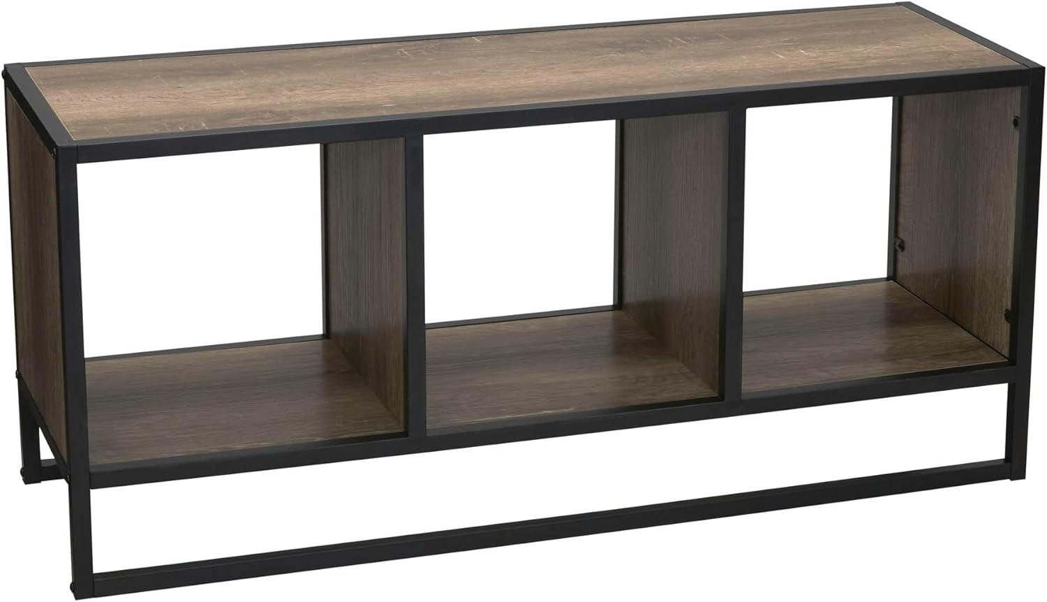 Ashwood and Black Metal Rectangular Coffee Table with Storage