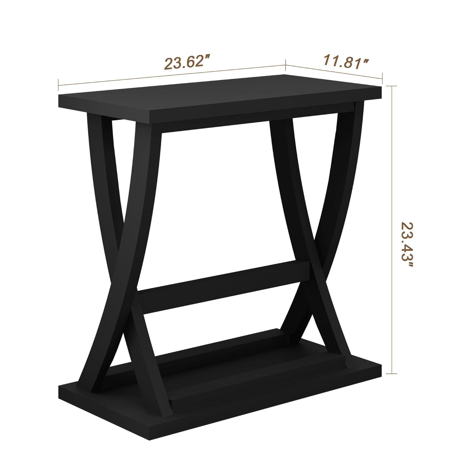 End Table Set Of 2, Narrow Side Table With Storage Shelf, Modern X-Design Slim End Table For Living Room, Bedroom, Small Space, 11.8" D*23.6" W*23.4" D