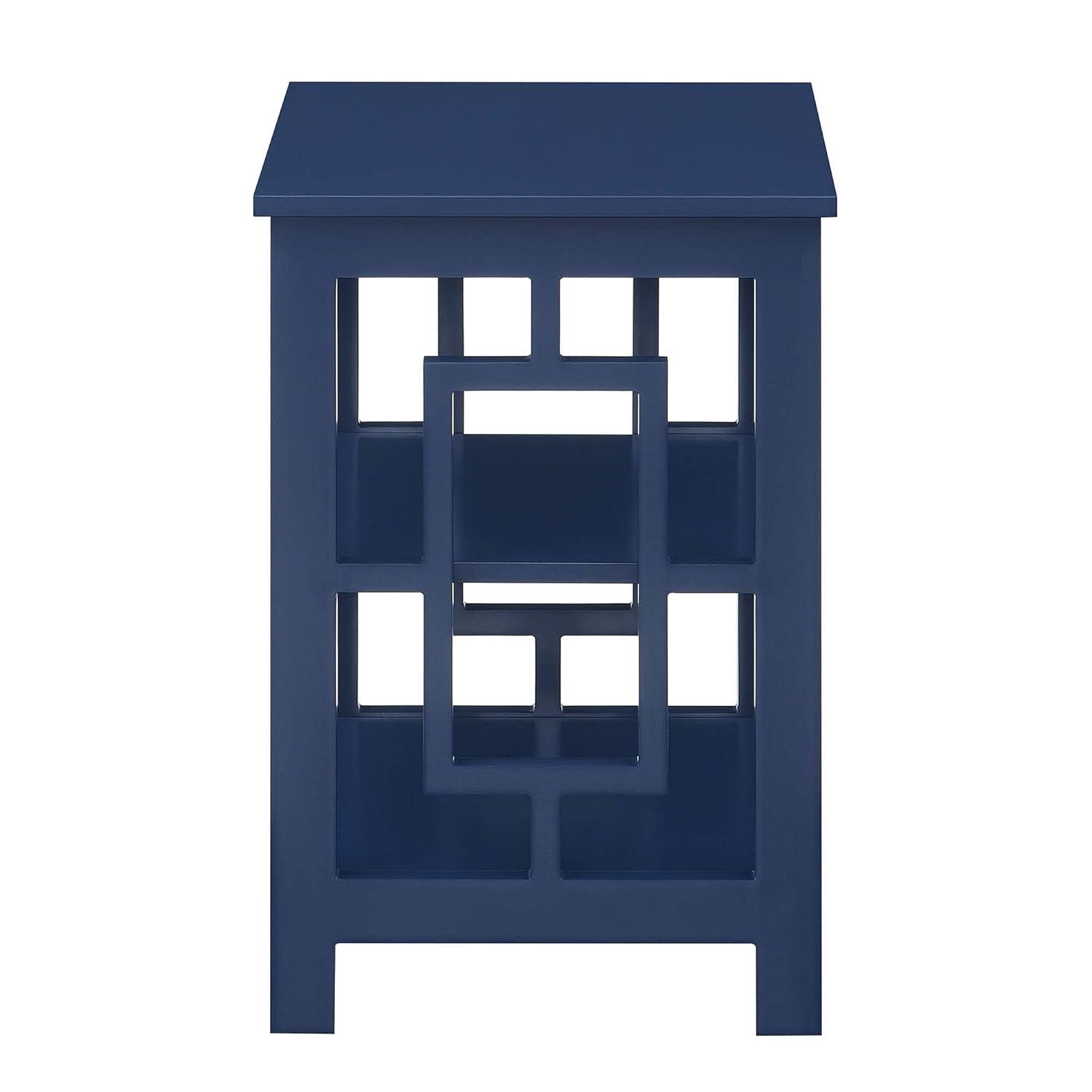 Convenience Concepts Town Square End Table with Shelves, Cobalt Blue