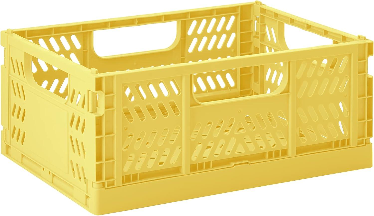 3 Sprouts modern folding crate - yellow - medium