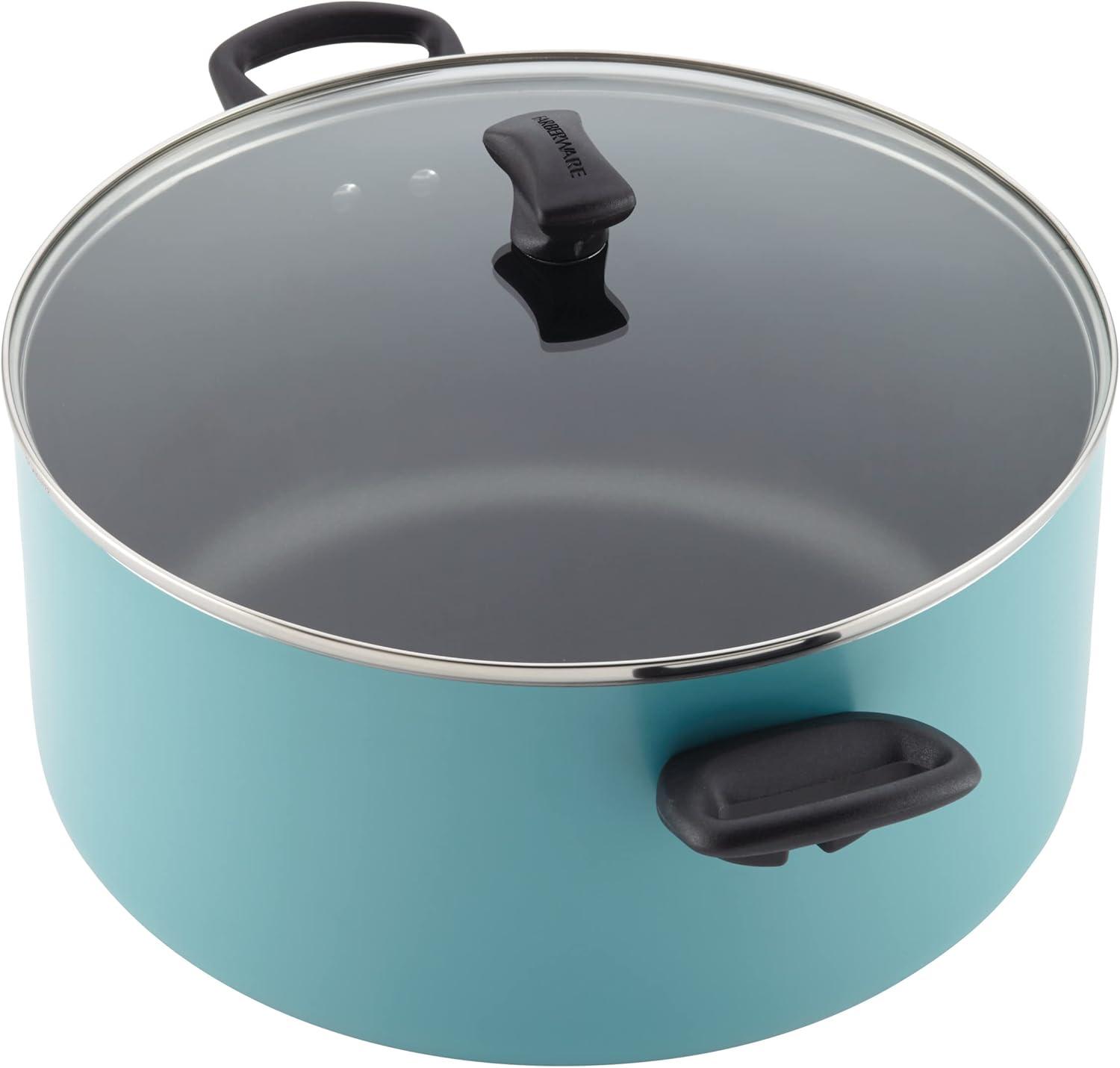 Farberware 10.5qt Aluminum Nonstick Covered Stockpot Aqua: Dishwasher-Safe Cookware, Gas & Electric Compatible