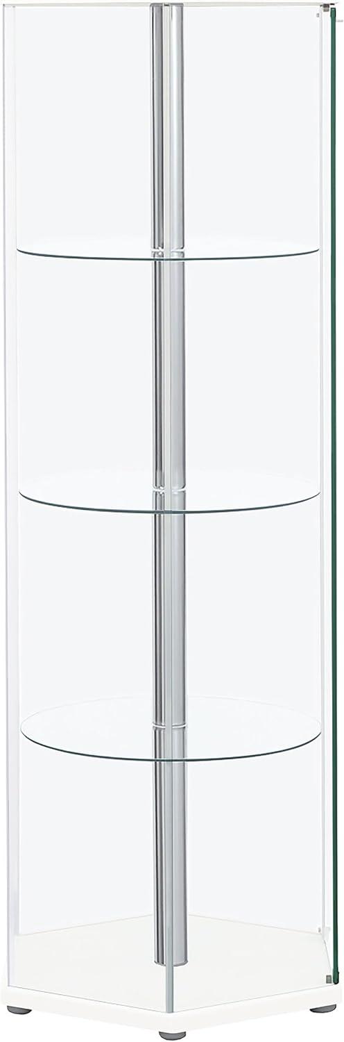 Coaster Zahavah Modern 4 Shelf Hexagon Shaped Glass Curio Cabinet White/Clear