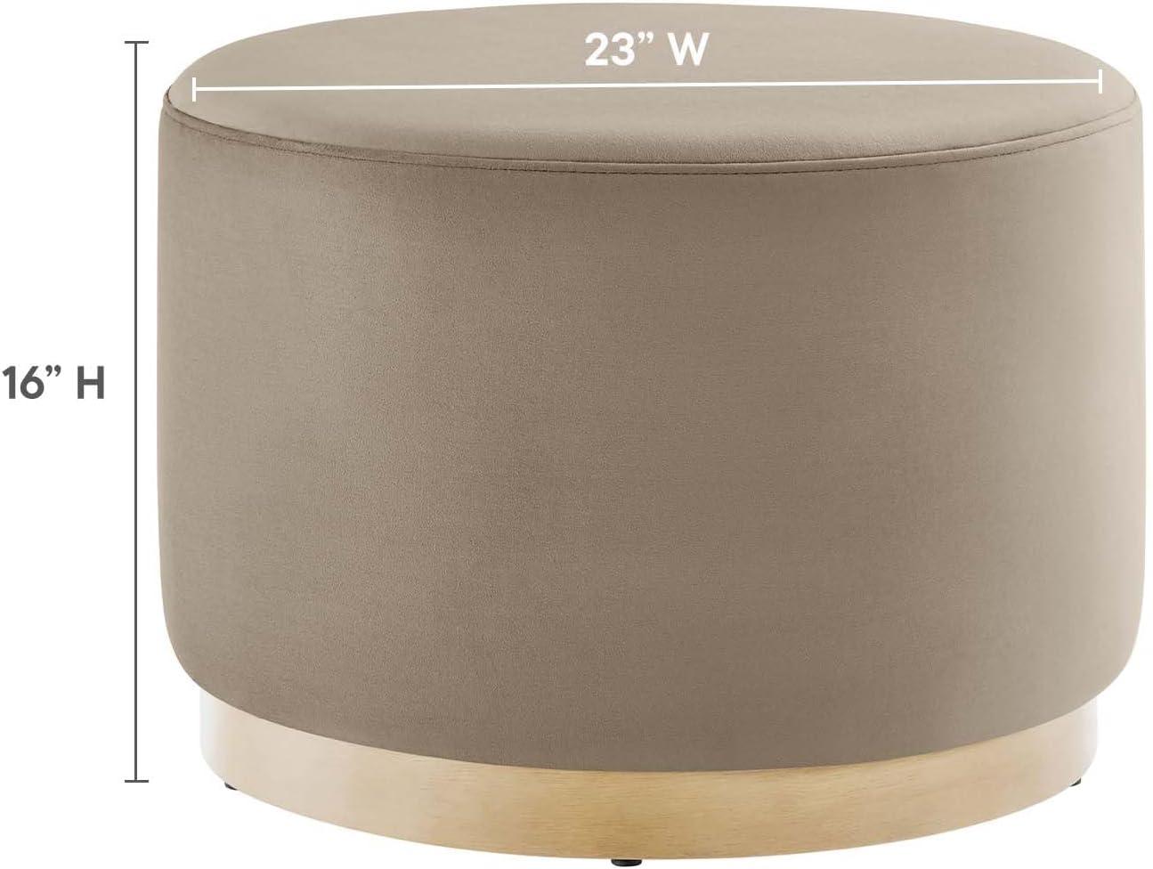 Modway Tilden Large 23" Round Performance Velvet Upholstered Ottoman in Taupe Natural