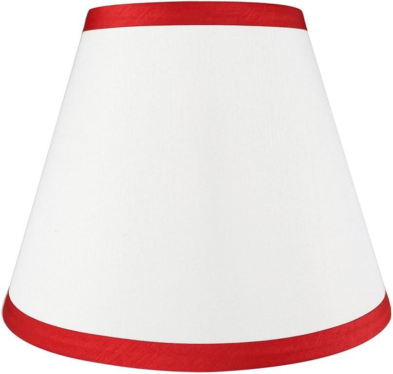 Off-White and Red Silk Hardback Lamp Shade, 7"