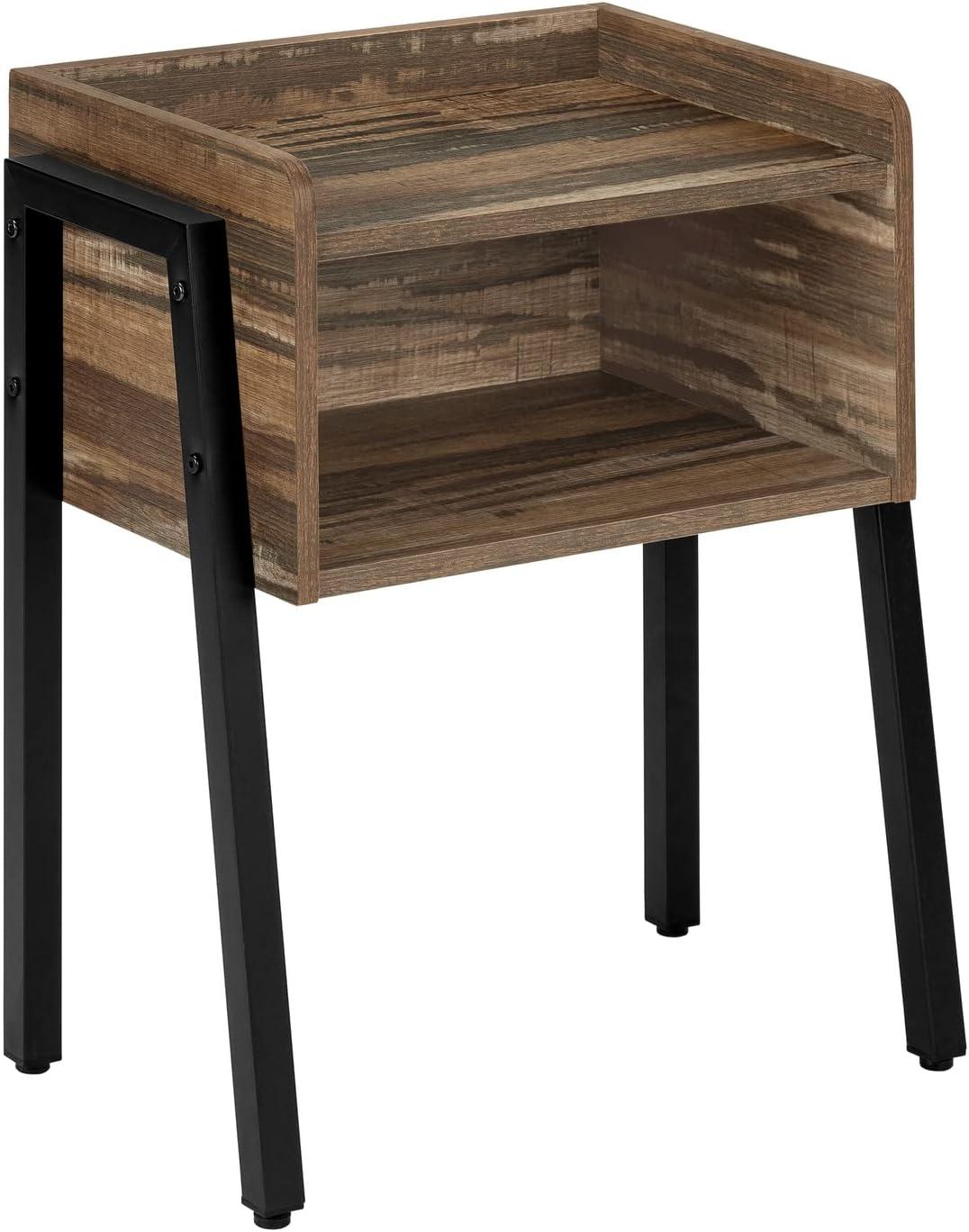 23" Black Metal and Brown Wood Rectangular Accent Table