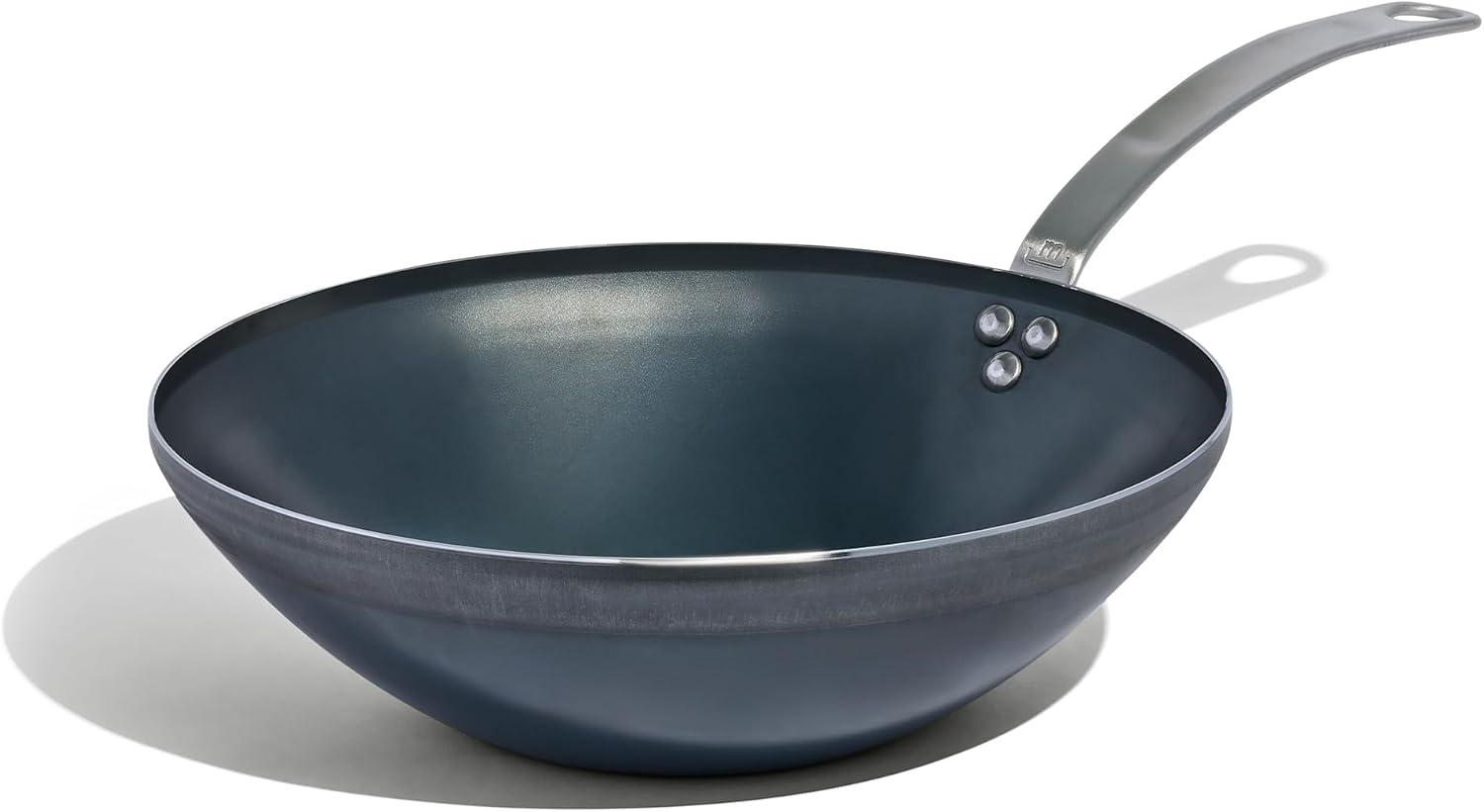 Made In Cookware - 12" Blue Carbon Steel Wok - (Like Cast Iron, but Better) - Professional Cookware - Crafted in France - Induction Compatible