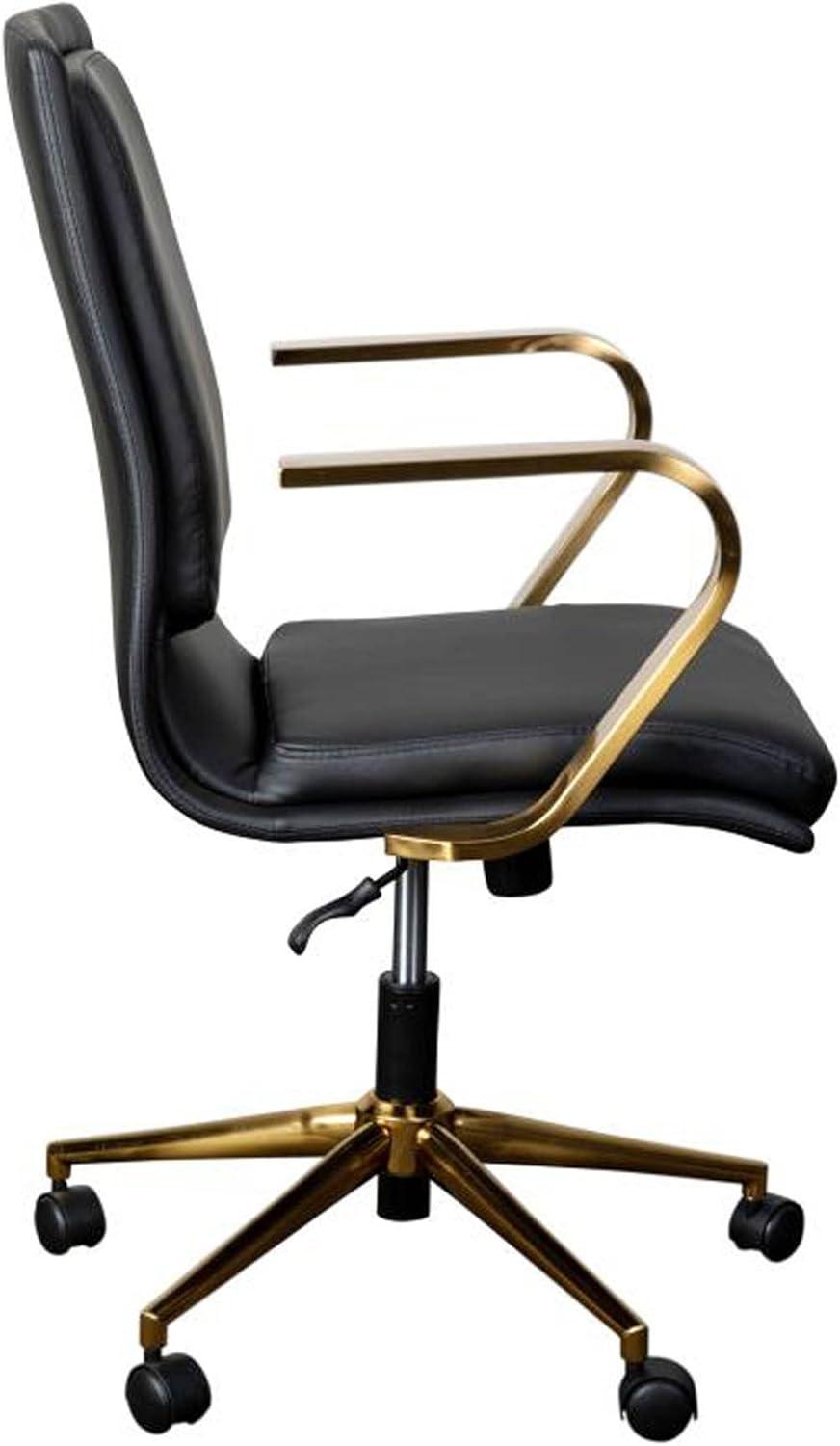 Flash Furniture James Mid-Back Designer Executive Upholstered Office Chair with Brushed Metal Base and Arms