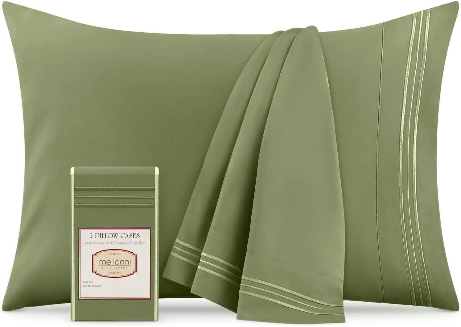 Mellanni Brushed Microfiber Pillowcase Set of 2, King, Sage