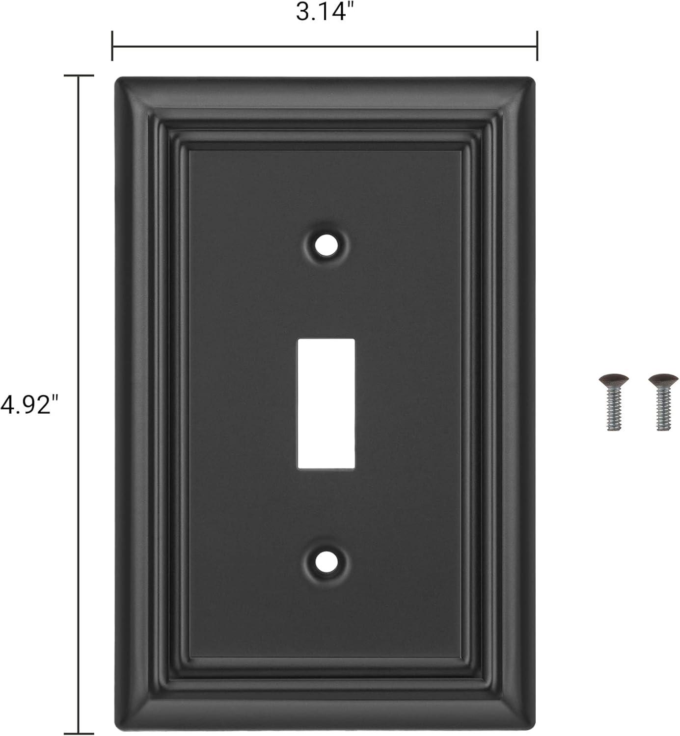 Black Metal 1-Gang Toggle Switch Wall Plates, 4-Pack