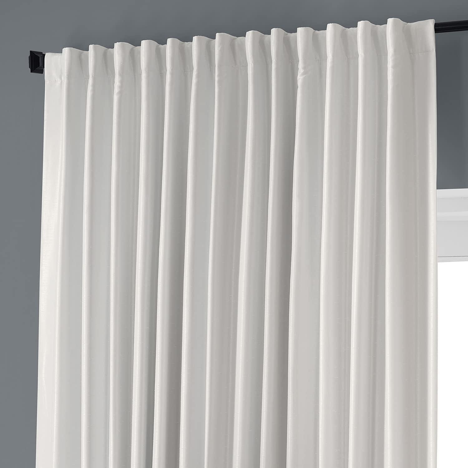 Off White Blackout Extra Wide Vintage Textured Faux Dupioni Curtain (1 Panel), Off White, 100W X 96L