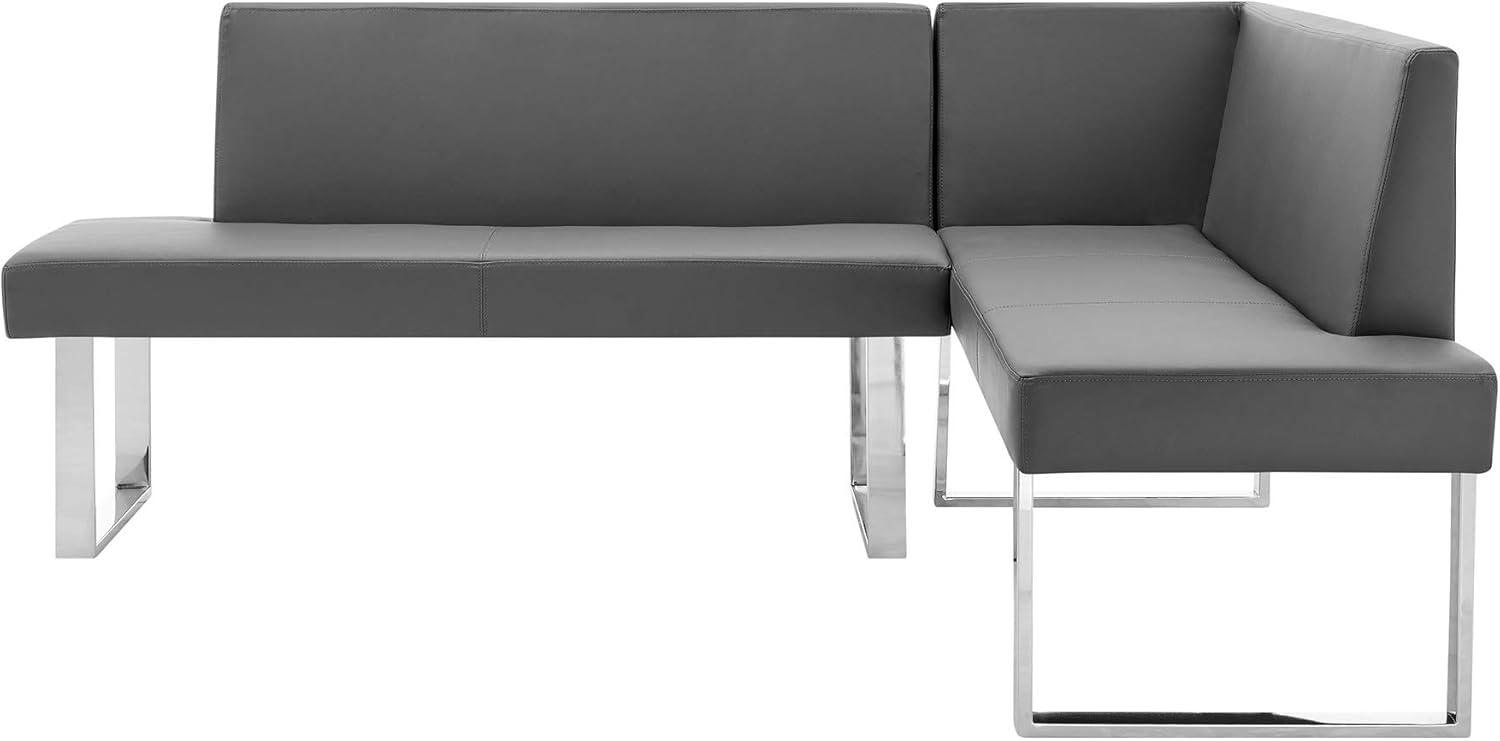 Contemporary Gray Faux Leather Corner Sofa with Chrome Finish