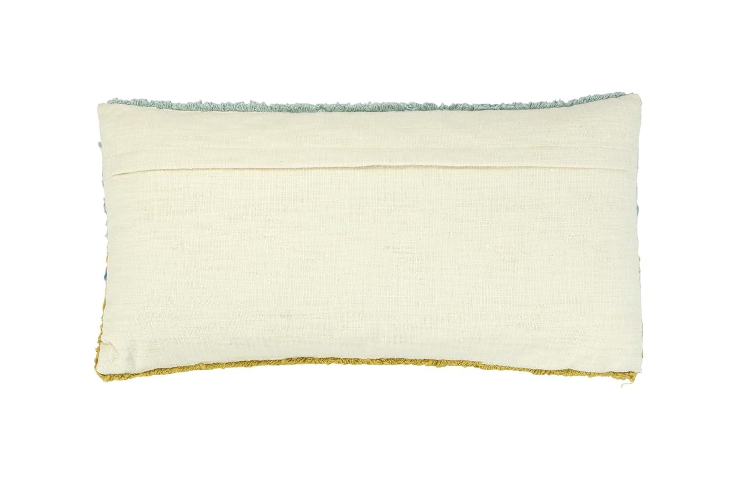 Creative Co-Op Woven Cotton Punch Hook Lumbar Pillow with "Sun Please" Design