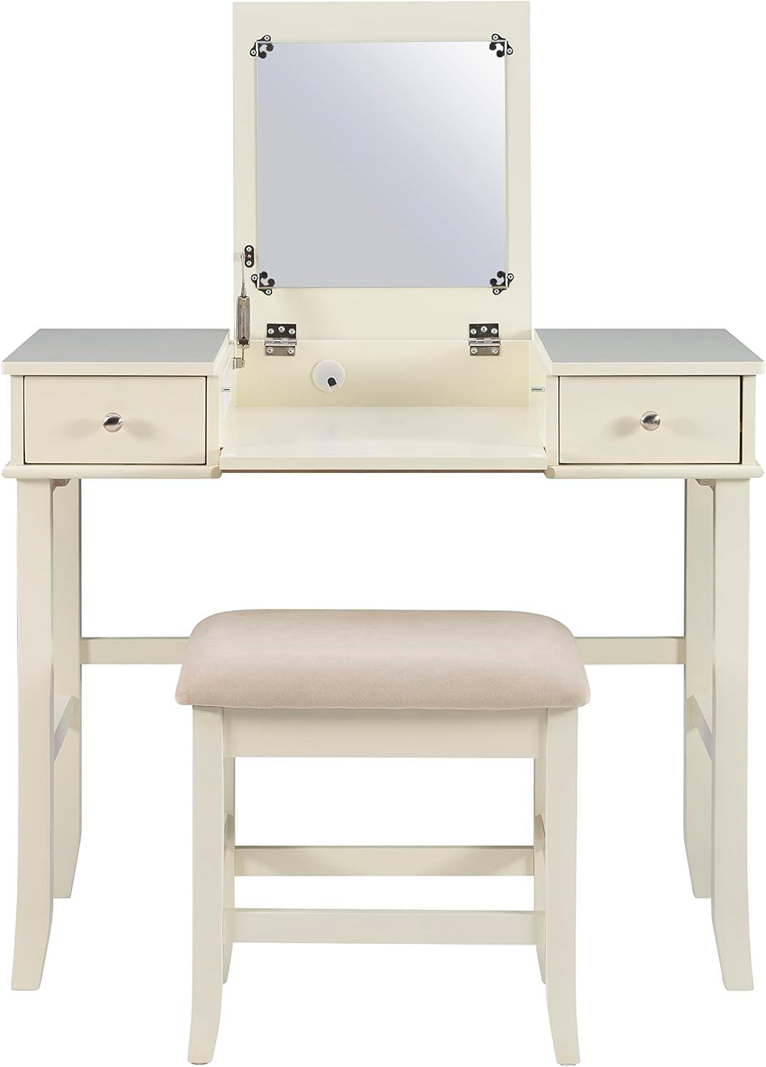 Elegant Cream Jackson 40'' Vanity Set with Flip-Up Mirror and Storage