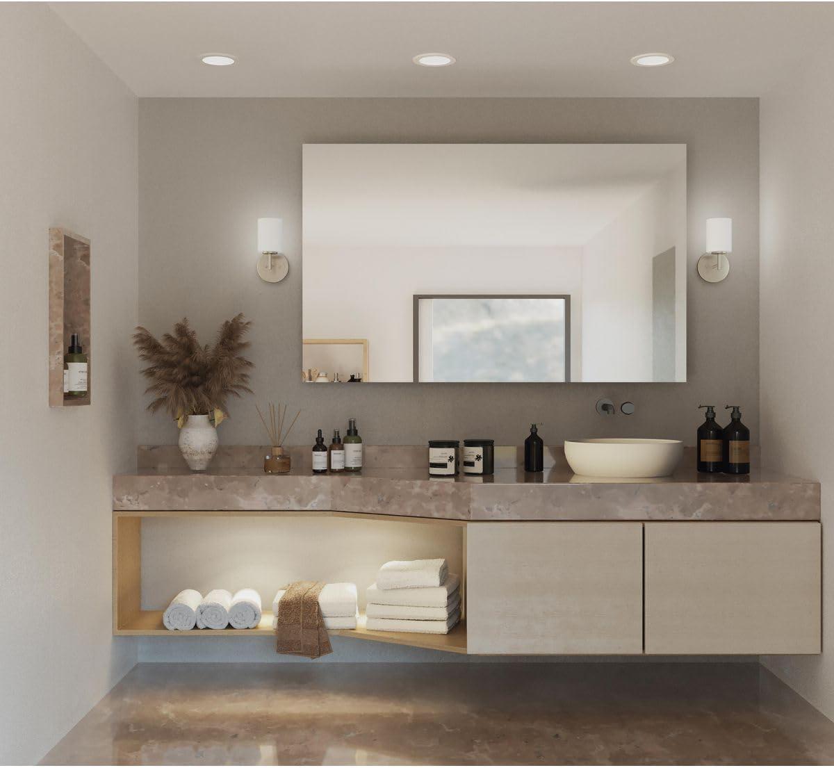 Progress Lighting Replay 1-Light Bath & Vanity, Brushed Nickel, Porcelain, Up/Down Mounting, Shade Included