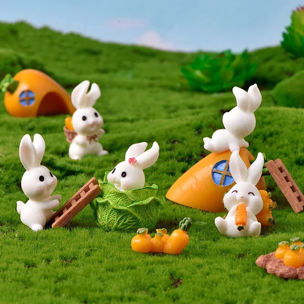 12 Pcs Cute Animal Rabbit Figure Toys Cake Topper, Miniature Rabbit Figurines Collection Playset Fairy Tale Garden Decoration Christmas Birthday Gift