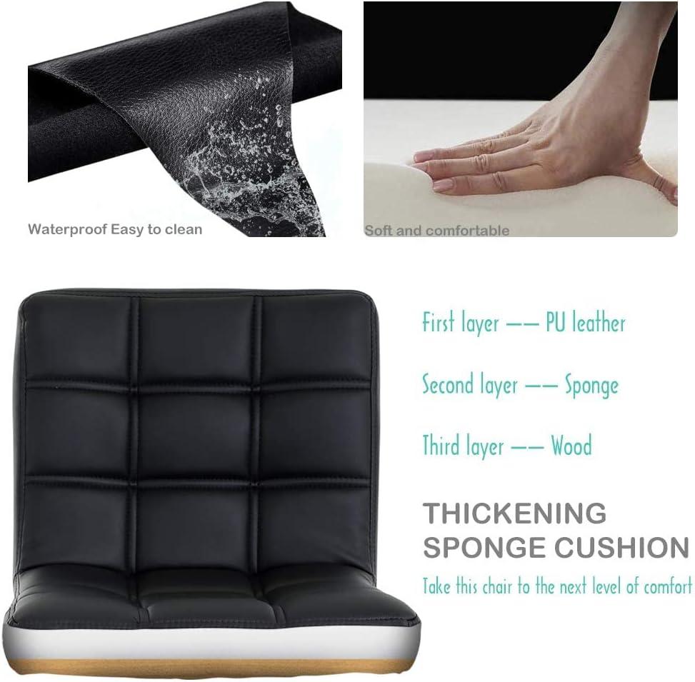 FDW Bar Stool Height Adjustable Swivel Stool with Back PU Leather Kitchen Counter Stools Set of 2 Dining Chairs, Black