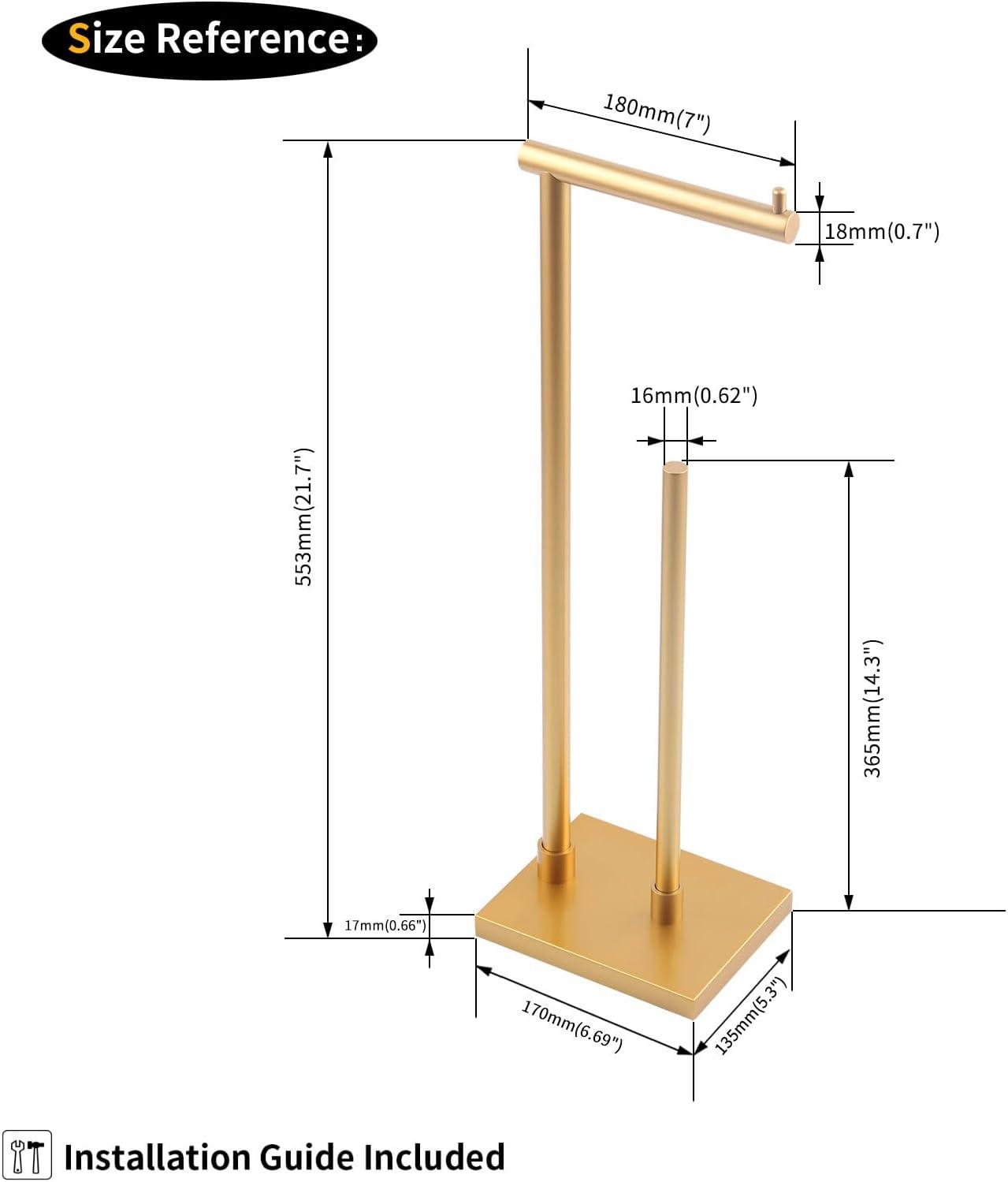 Freestanding Stainless Steel Toilet Paper Holder With Extra Storage, Modern Design, Rustproof, Easy Installation