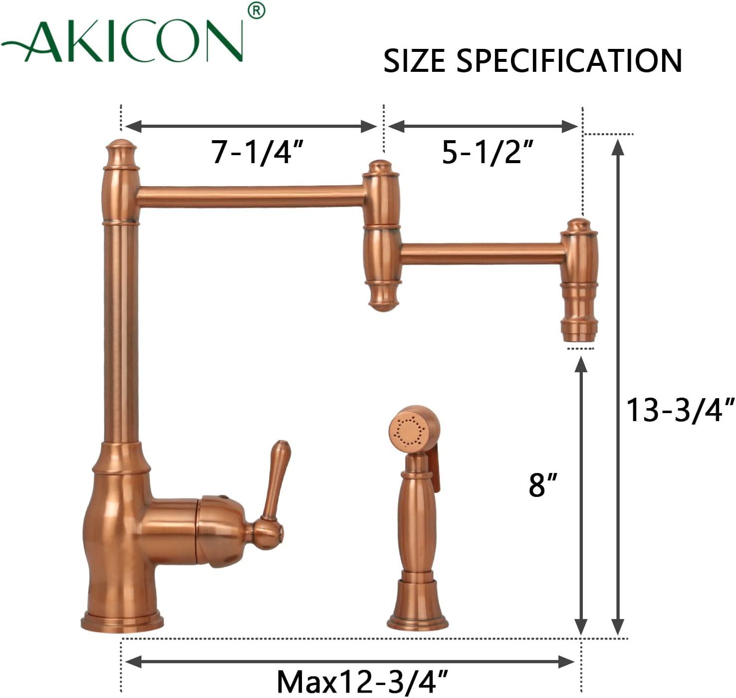 Akicon Copper Single Handle Deck-mount Pot Filler Kitchen Faucet ( Side Sprayer Included )