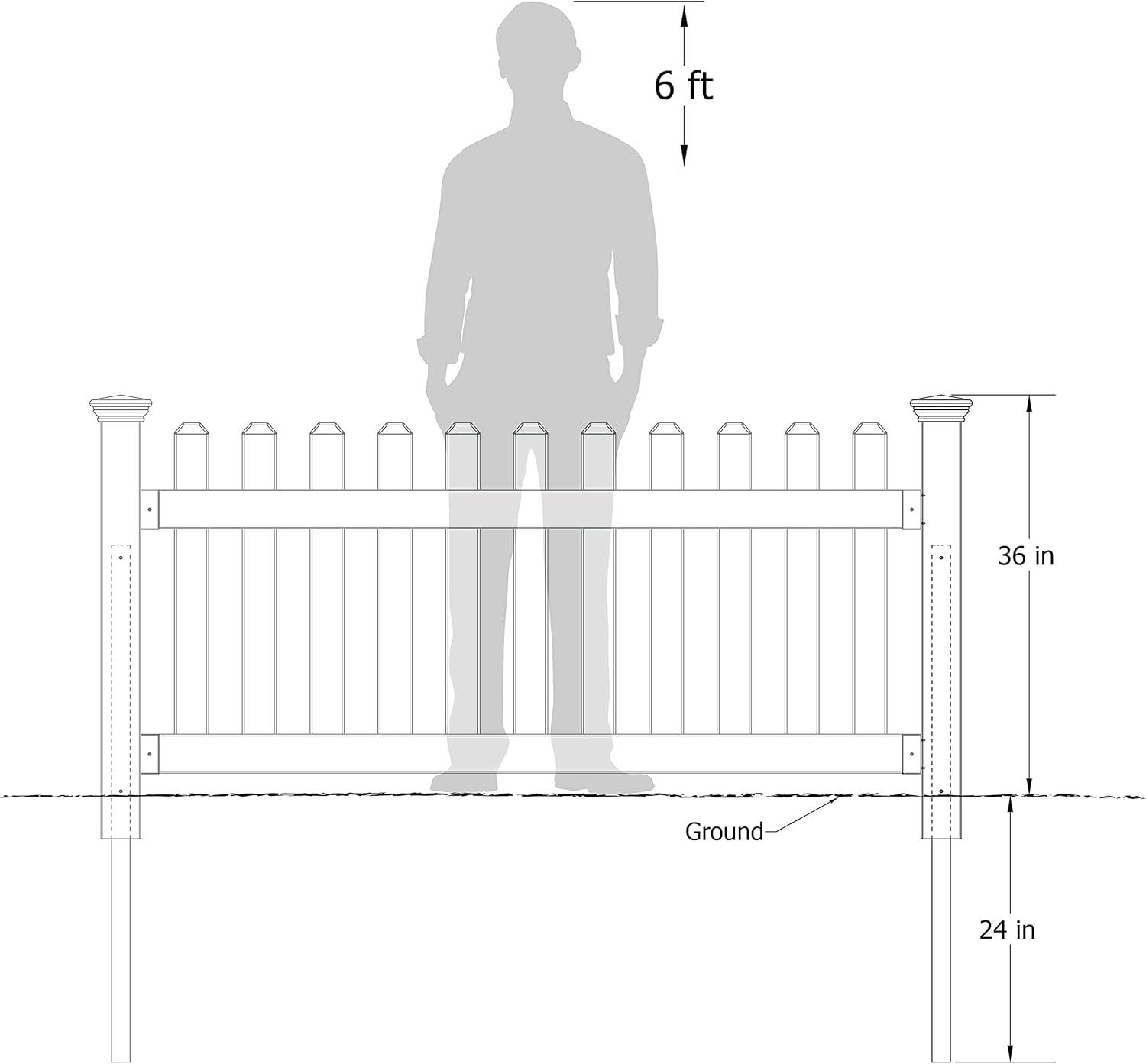 3ft Tall (1 Post) Fence Finishing Post For Zippity Newport No Dig White Picket Fence, Easy Install Outdoor Fence for Backyard or Patio, Outdoor Fencing, No Dig Fence Panels, ZP19003