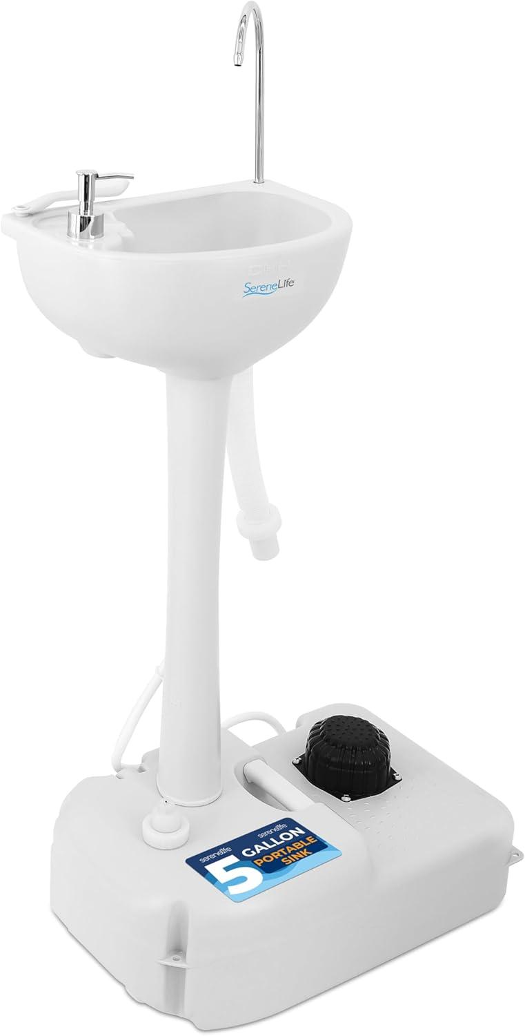 SereneLife SereneLife 26'' White Plastic U-Shaped Bathroom Sink with Faucet and Overflow SLCASN18