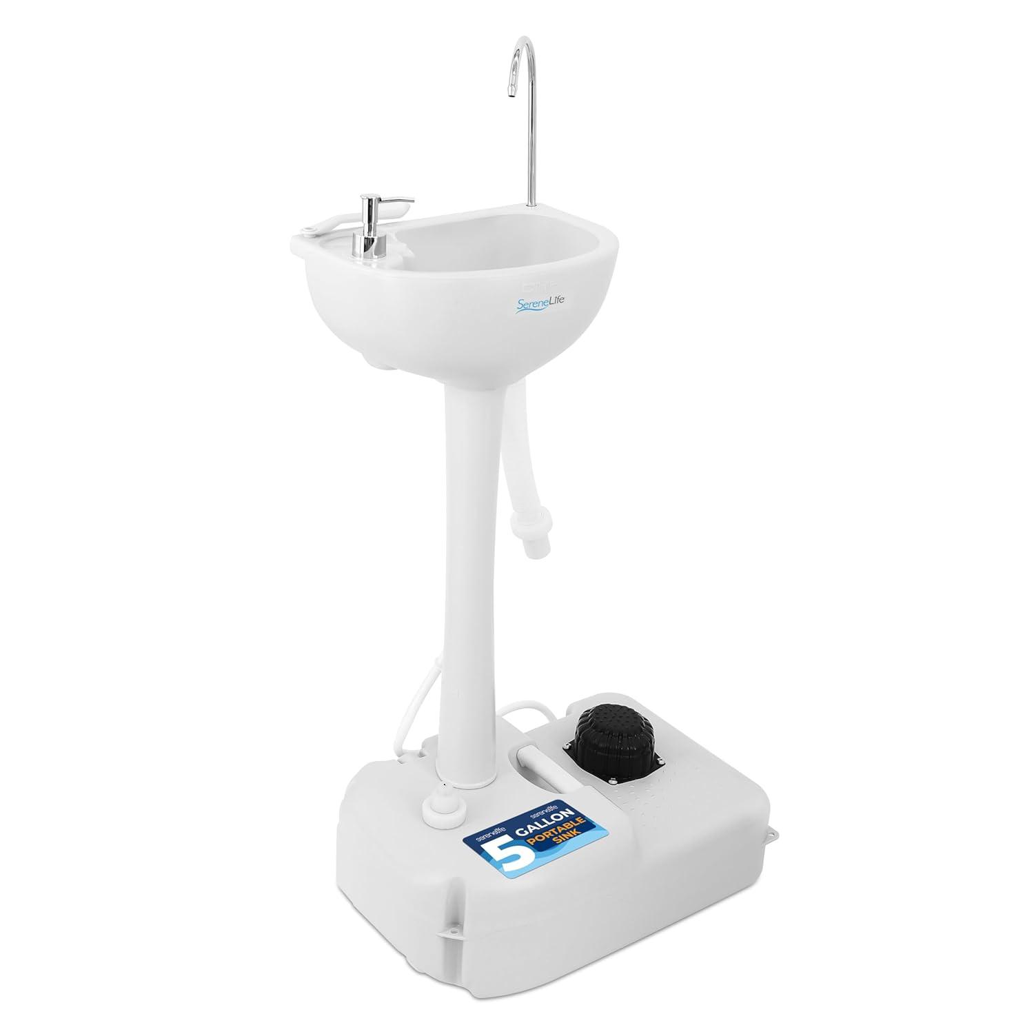 SereneLife SereneLife 26'' White Plastic U-Shaped Bathroom Sink with Faucet and Overflow SLCASN18