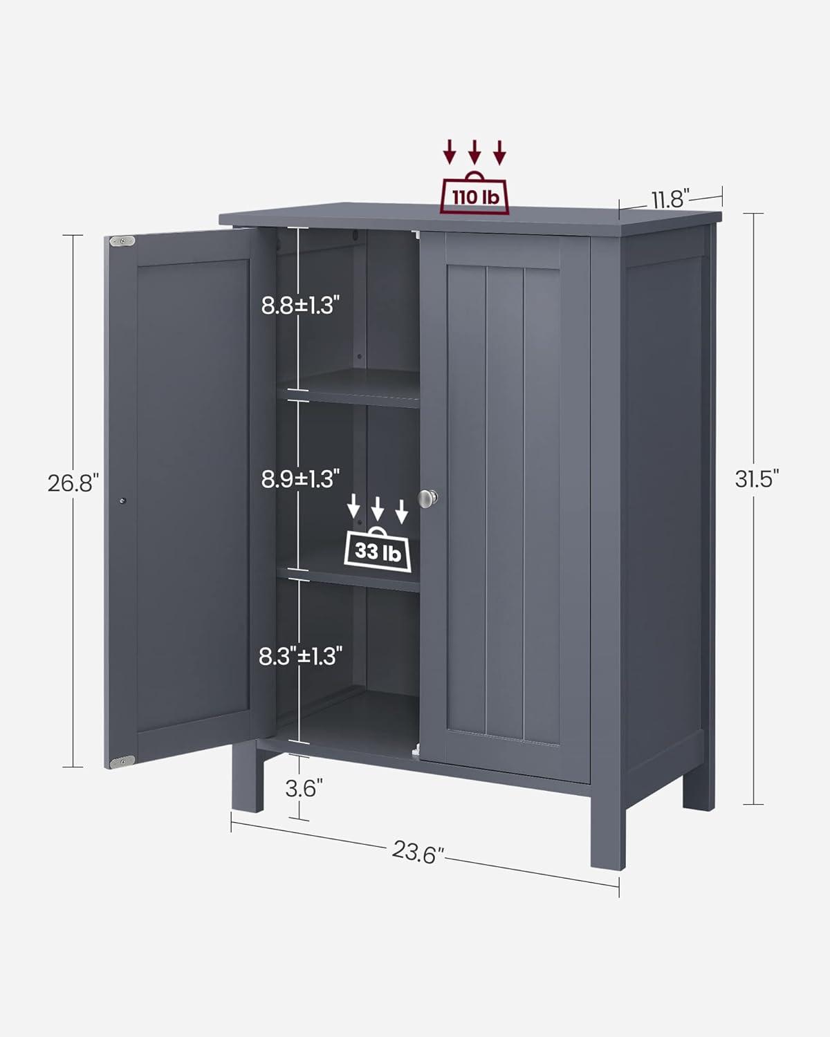 Gray MDF Lockable Cabinet with Adjustable Shelving