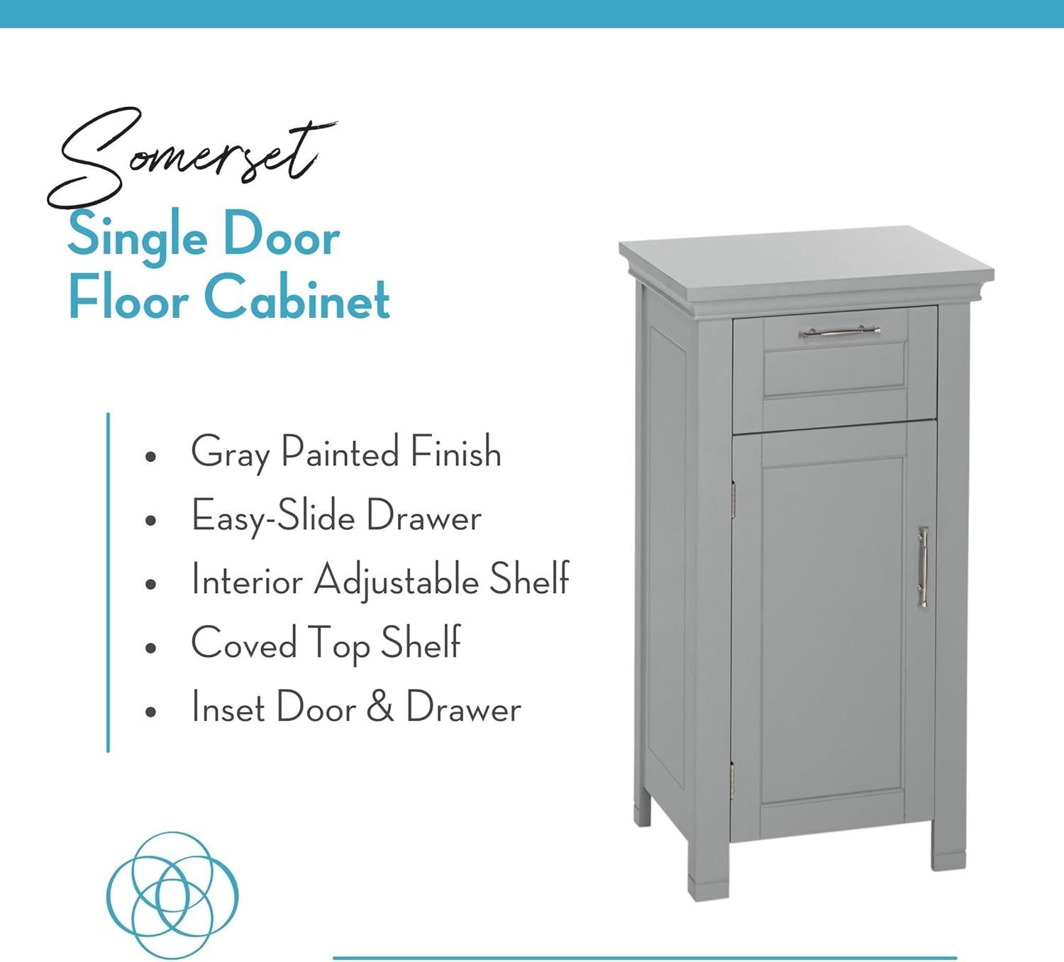 RiverRidge Somerset Single Door Bathroom and Laundry Storage Cabinet with Drawer and Adjustable Shelf - Gray