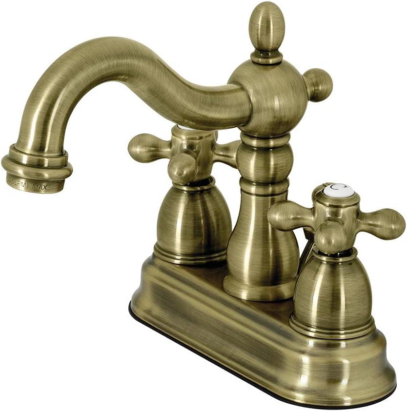Kingston Brass Kingston Brass Heritage Two-Handle 3-Hole Deck Mount 4" Centerset Bathroom Faucet with Plastic Pop-Up KB1601AX