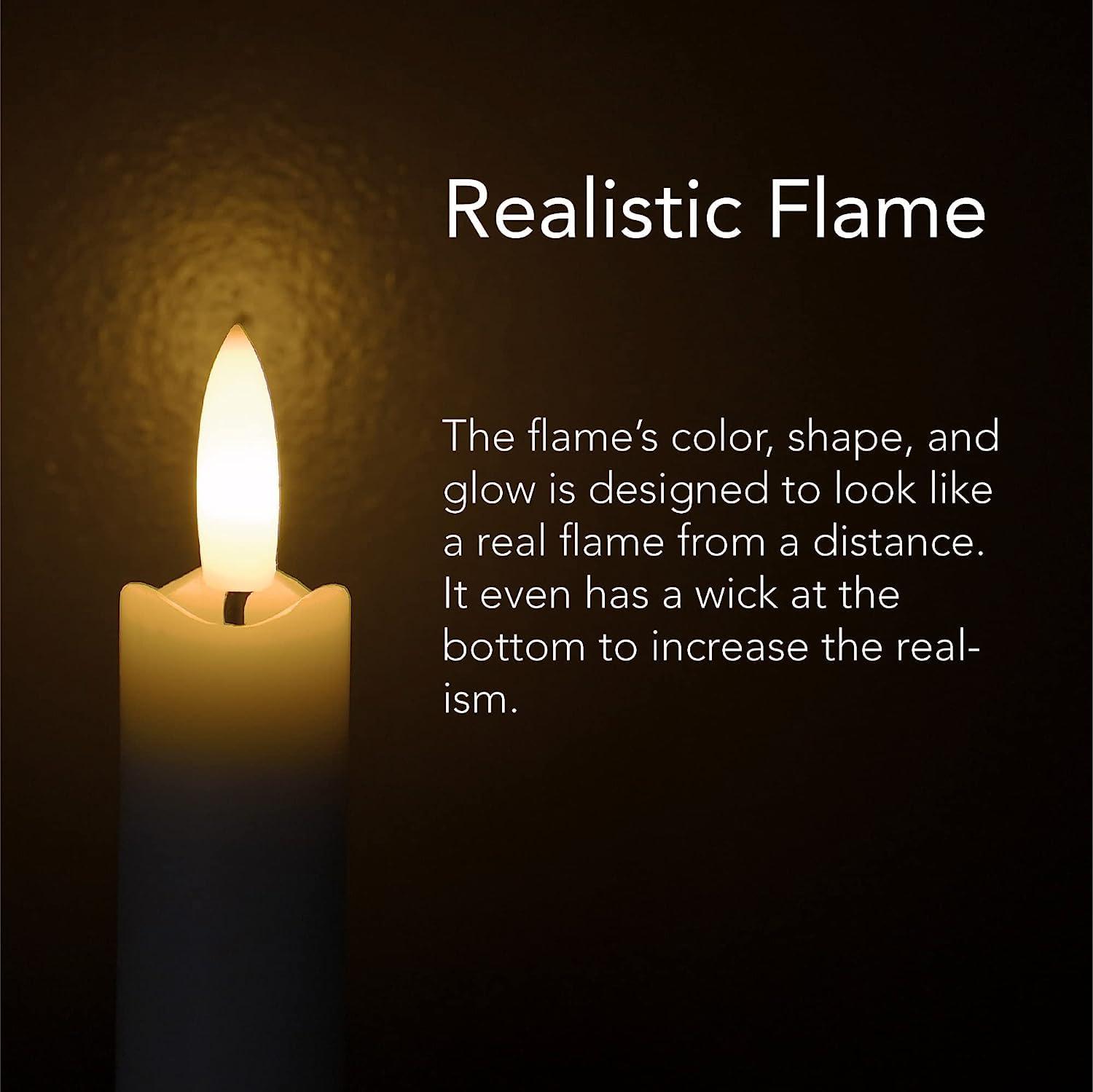 Remote Control Flameless Taper Candles, S/6 3D Flickering Battery Operated LED Window Candles Encased with Real Wax to Light Up Your Home
