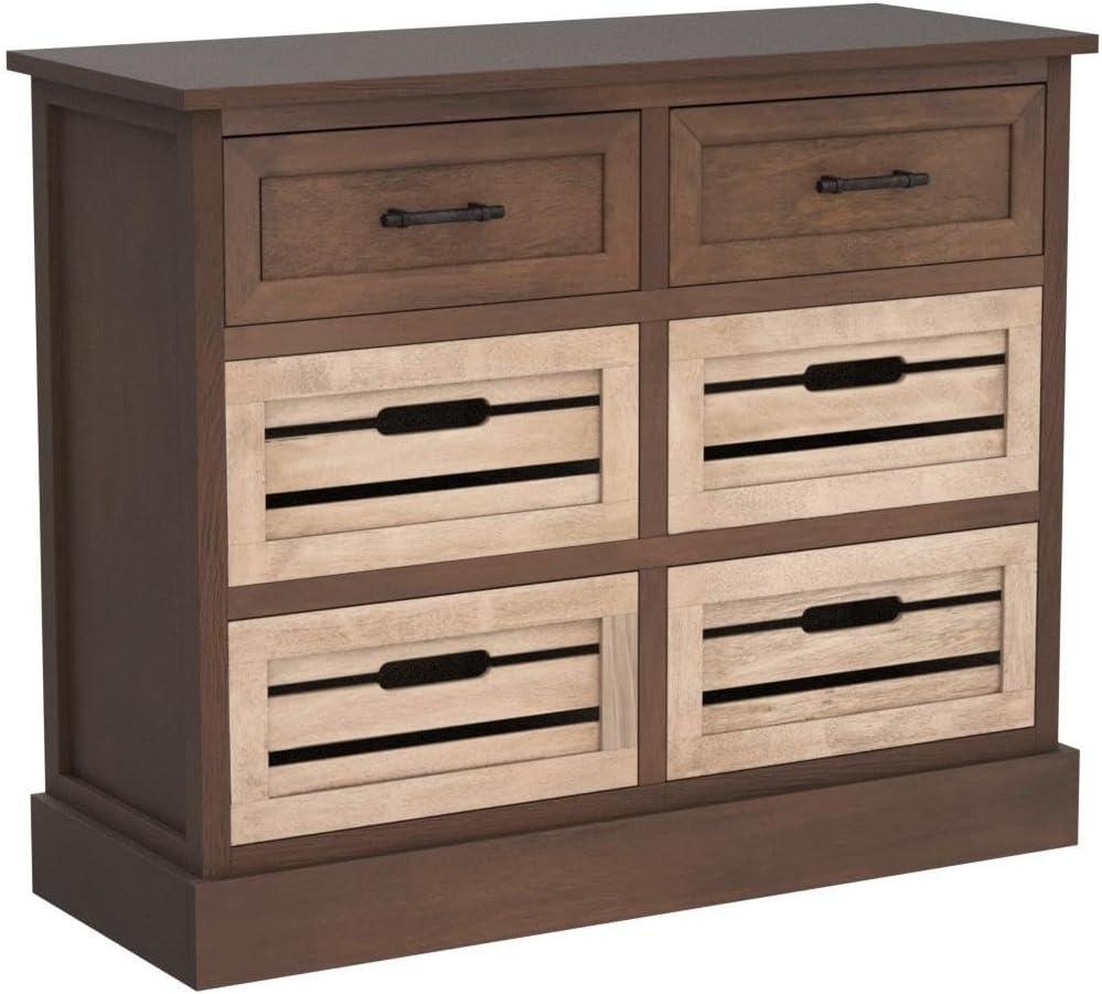 Briar Brown and Sand 6-Drawer Farmhouse Storage Chest