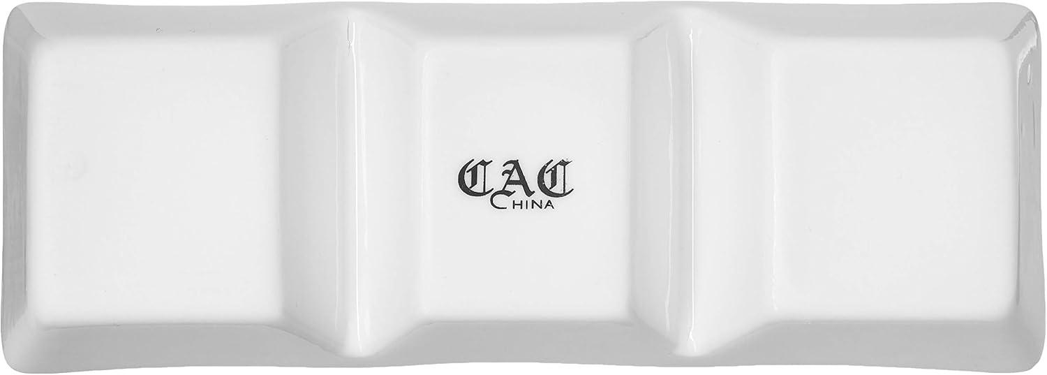 Super White Porcelain 3-Compartment Rectangular Tray