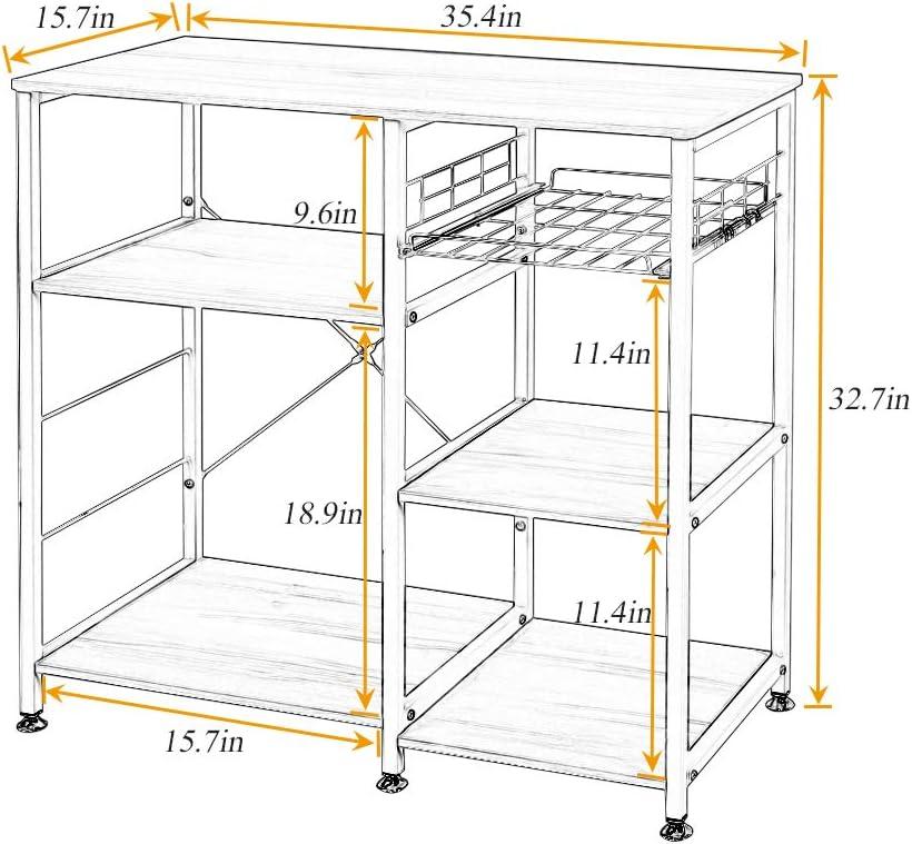 Walnut Black 3-Tier Kitchen Baker's Rack with Storage and Spice Rack