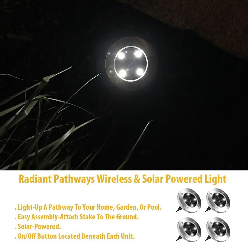4 Pack Solar Outdoor Light - Wireless Patio Garden Landscape Lamp