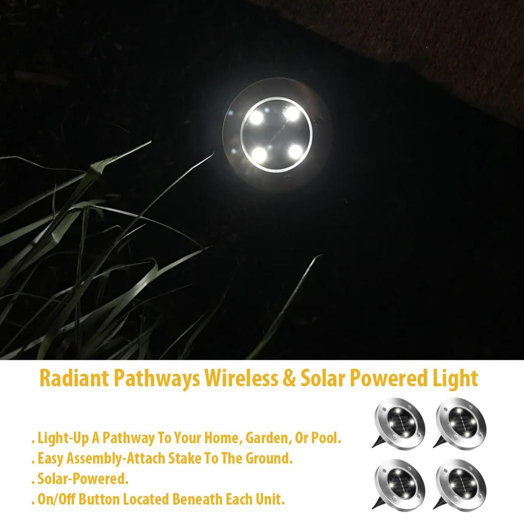4 Pack Solar Outdoor Light - Wireless Patio Garden Landscape Lamp