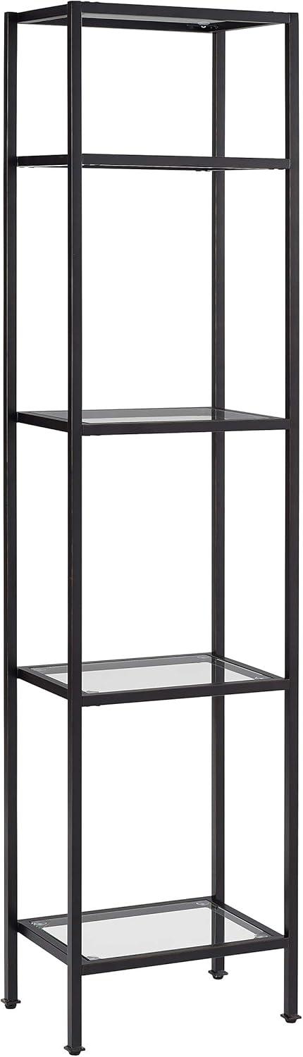 73" Aimee Narrow Etagere Oil Rubbed Bronze - Crosley: Tempered Glass, 4-Tier Storage, Steel Frame