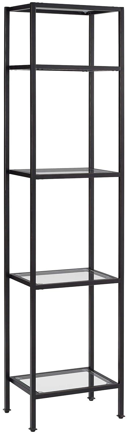 73" Aimee Narrow Etagere Oil Rubbed Bronze - Crosley: Tempered Glass, 4-Tier Storage, Steel Frame