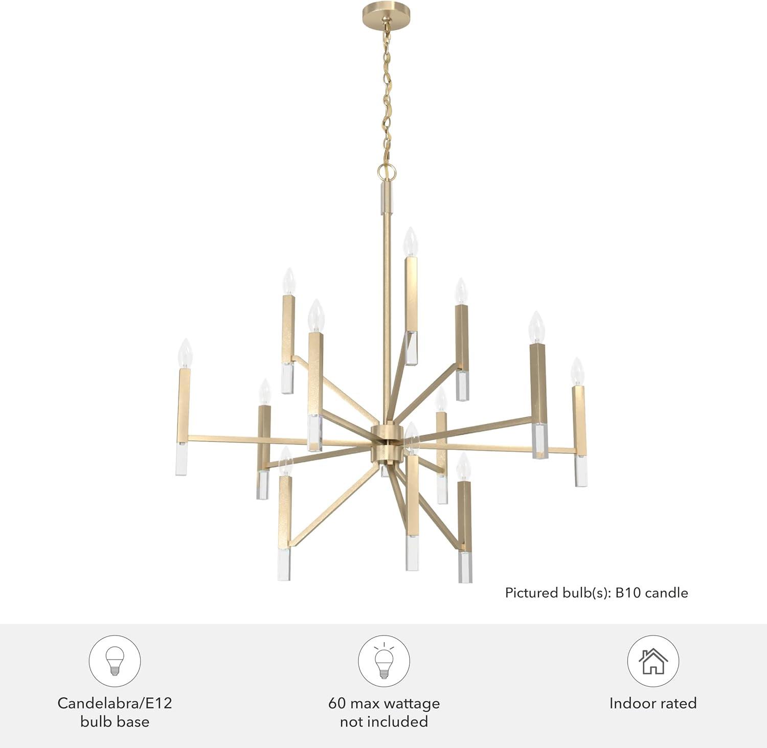 Sunjai 12 Light 3-Tier Sputnik Modern Linear Chandelier