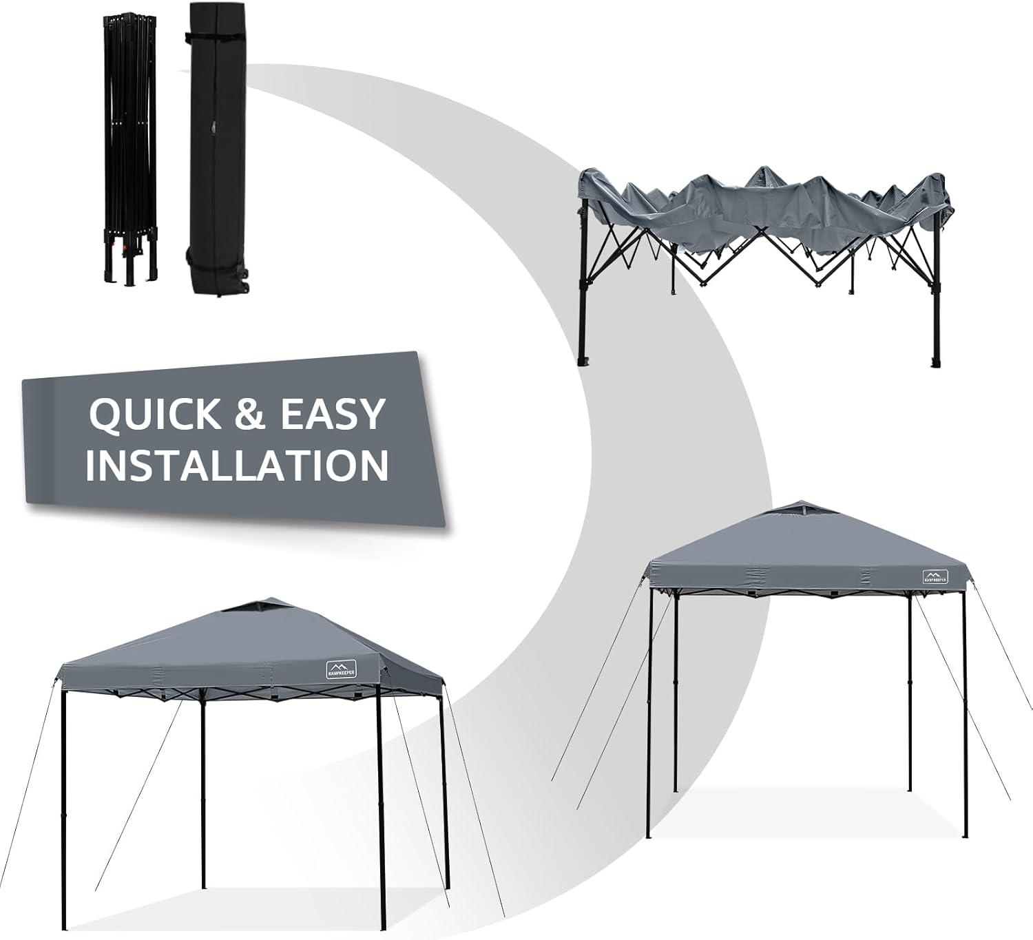 10x10 Dark Gray Waterproof Pop-Up Canopy Tent with Adjustable Legs