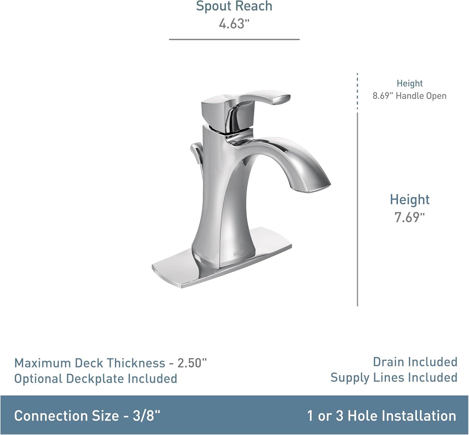 Moen Voss Single Hole Bathroom Faucet with Drain Assembly
