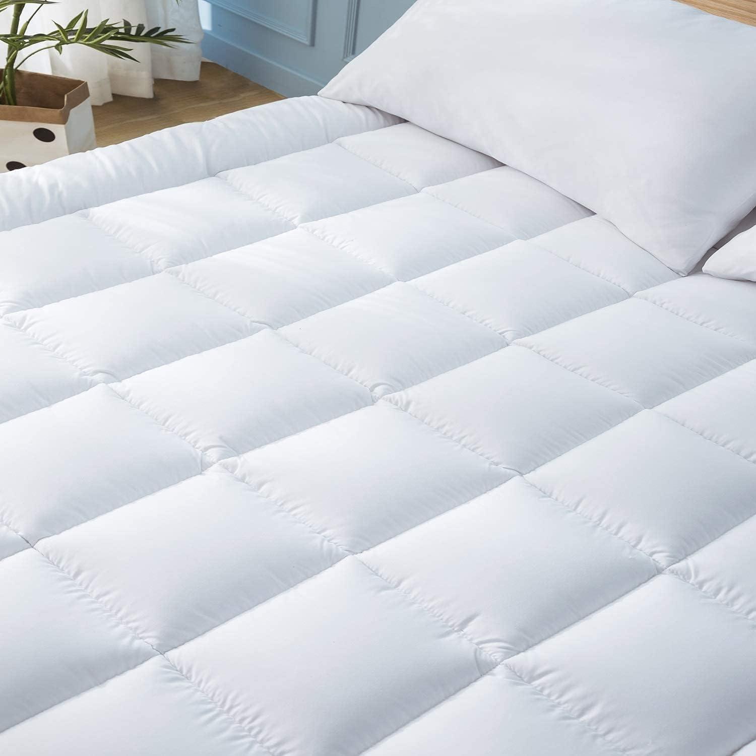 Twin White Down Alternative Quilted Mattress Topper