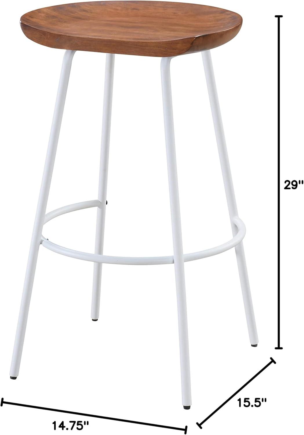 LuXeo Milano Steel Legs Barstool with Solid Wood Finish