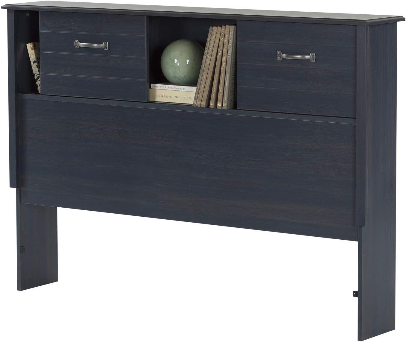 South Shore Ulysses Blueberry Bookcase Headboard with Sliding Doors, Multiple Sizes