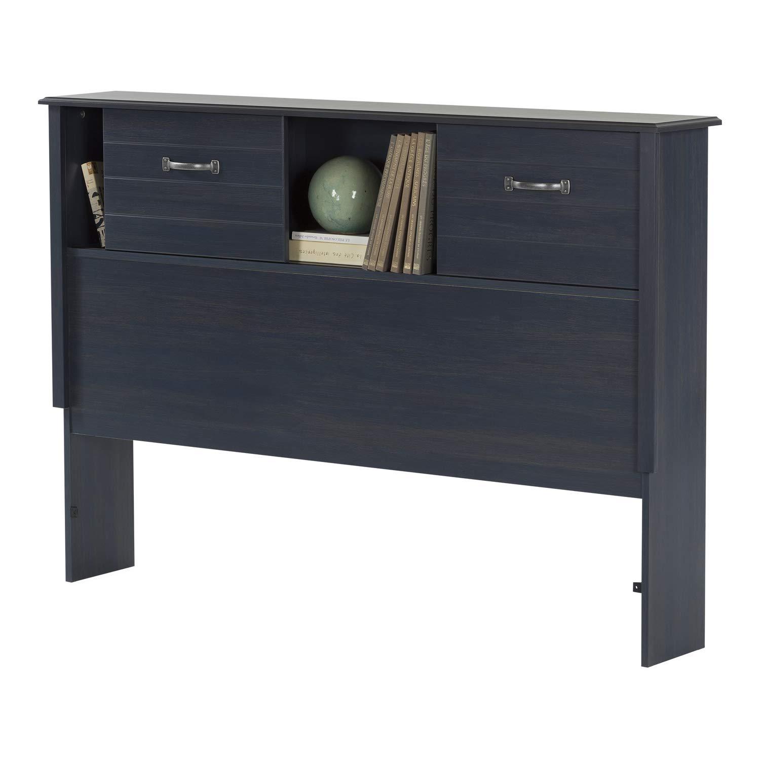 South Shore Ulysses Blueberry Bookcase Headboard with Sliding Doors, Multiple Sizes