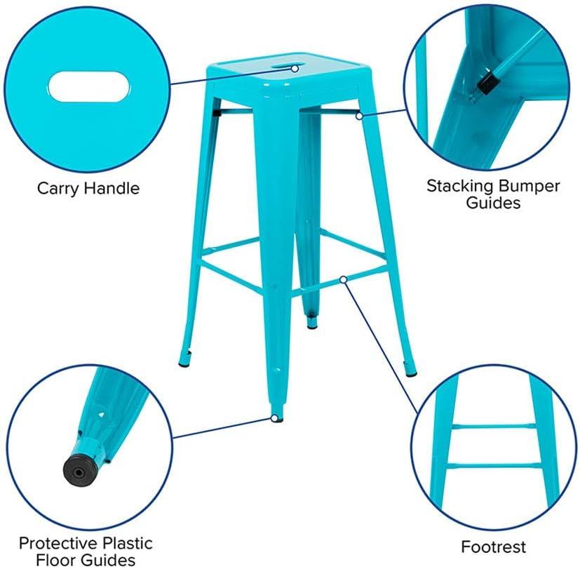 30'' High Backless Distressed Antique Blue Metal Indoor-Outdoor Barstool