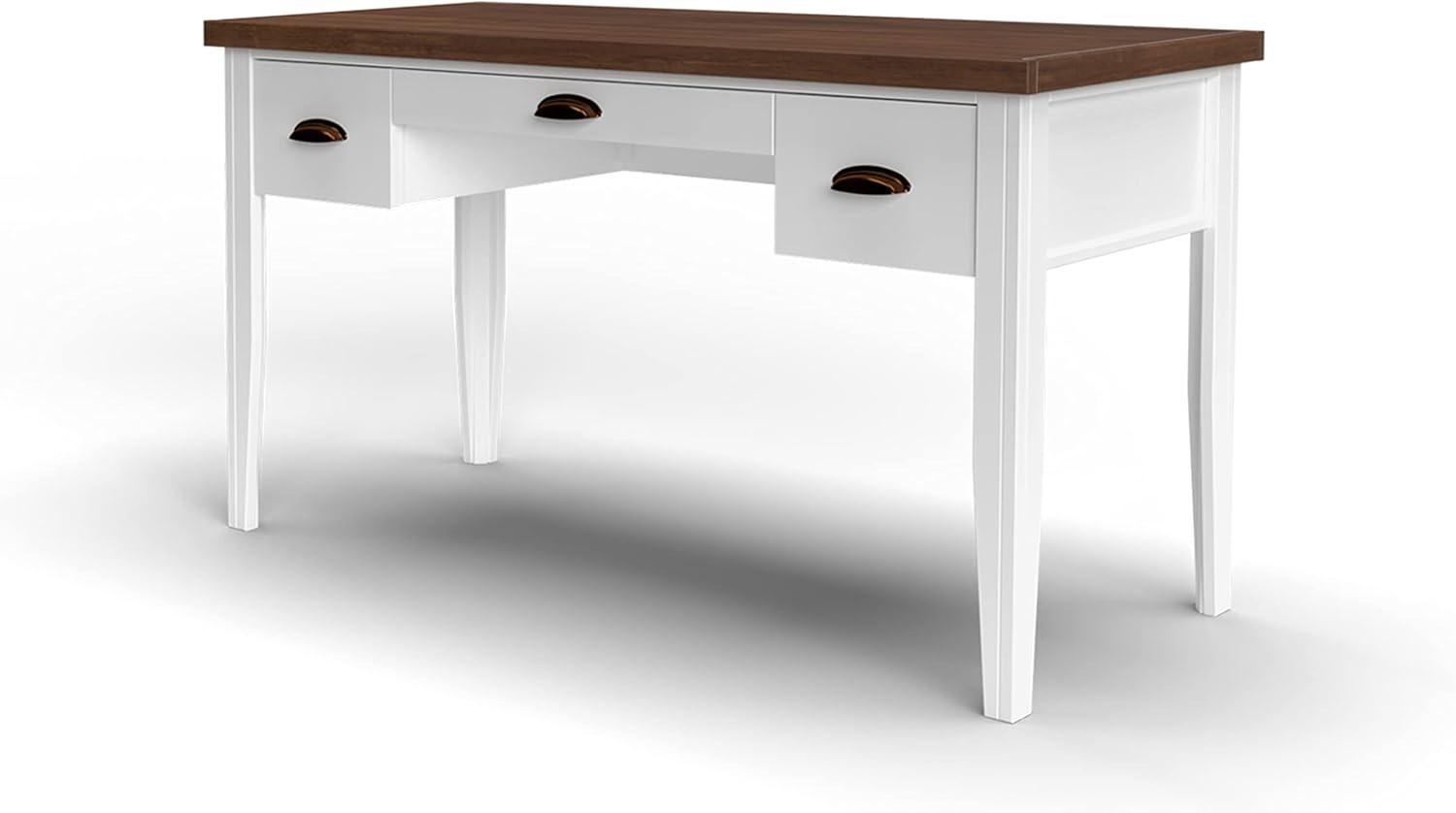 Hampton White and Barnwood 3-Drawer Writing Desk