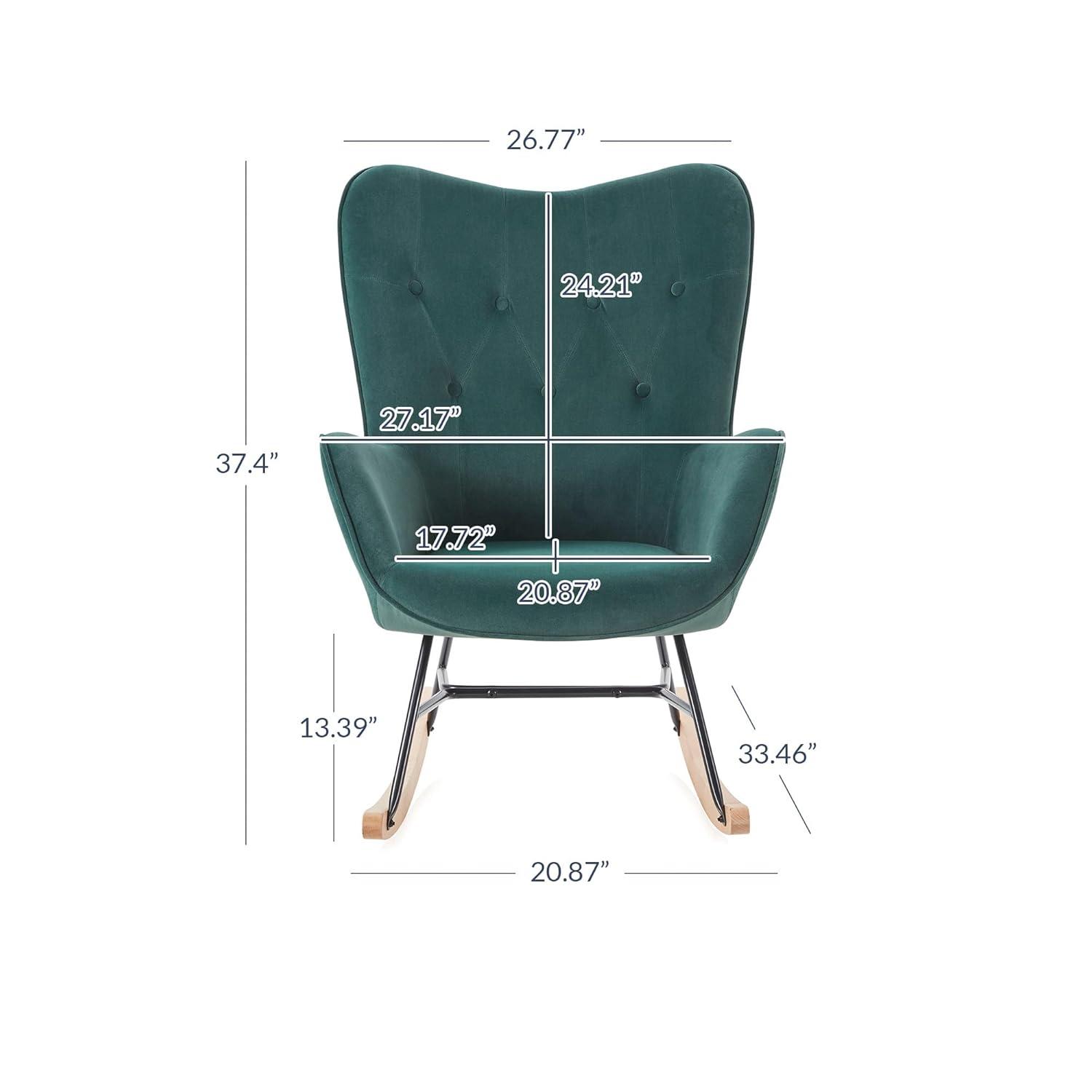 Channel Velvet High Back Arms Rocking Accent Chair