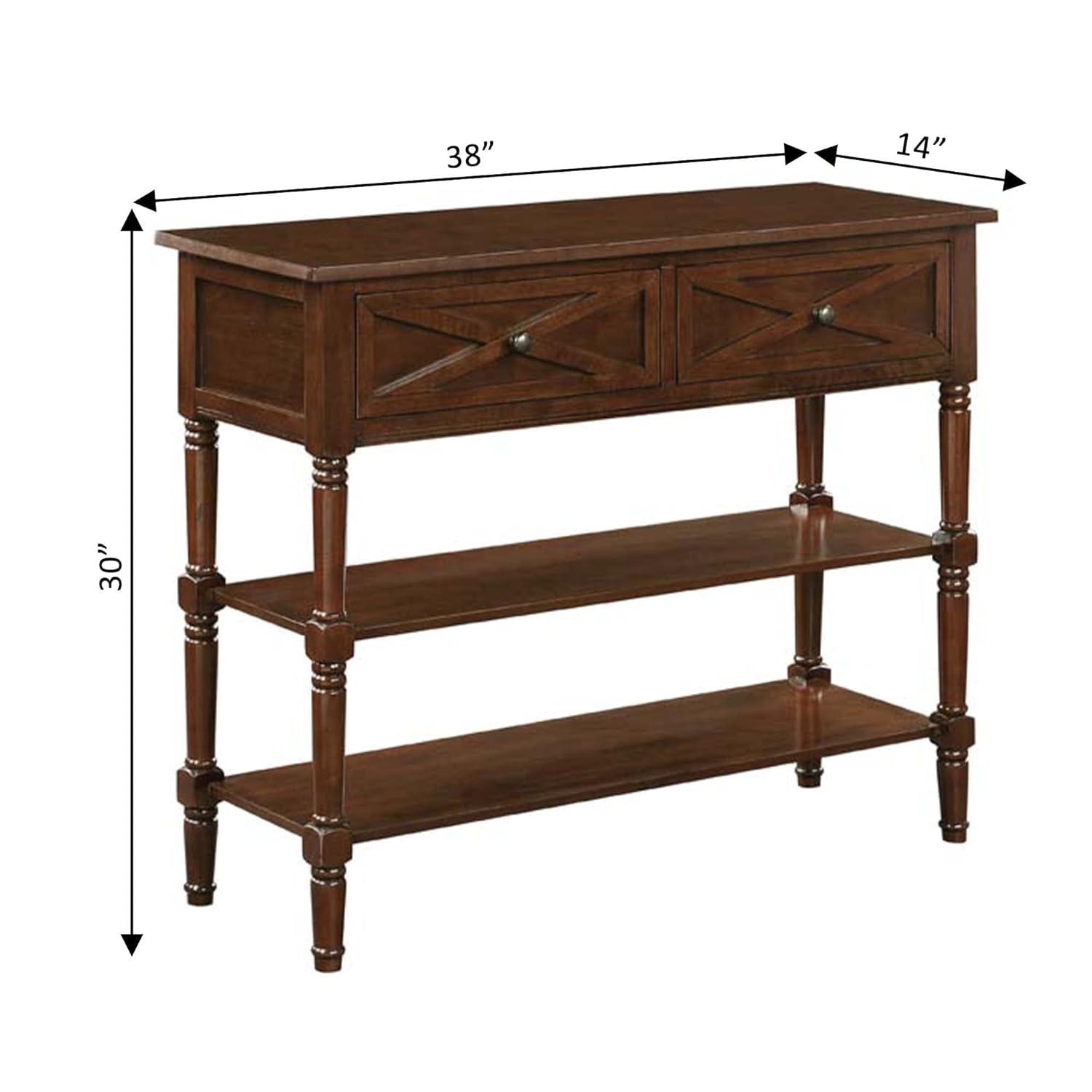 Convenience Concepts Country Oxford 2 Drawer Console Table with Shelves, Espresso