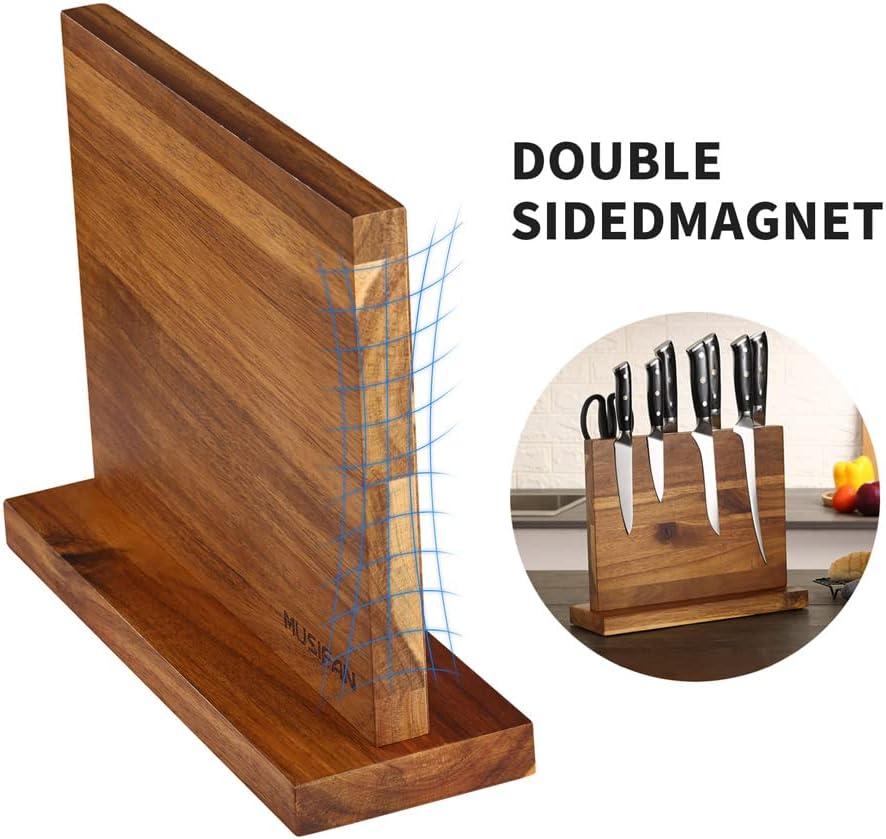 Acacia Wood Magnetic Knife Block Stand