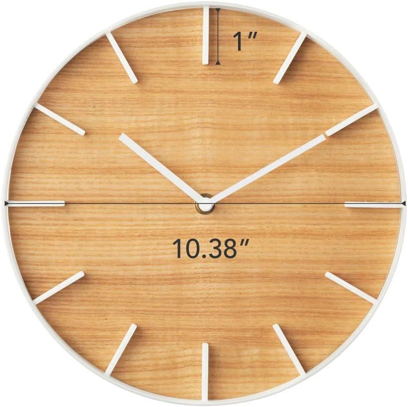 Rin Yamazaki Home Wall Clock, Modern Wood Home Decoration, Steel + Wood, Step Motion Second